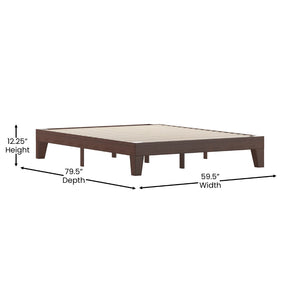 English Elm Evelyn Mid-Century Modern Wood Platform Bed with Sturdy Slats - Easy Assembly & Floor Protection Walnut Queen YKC-1090-Q-WAL-GG