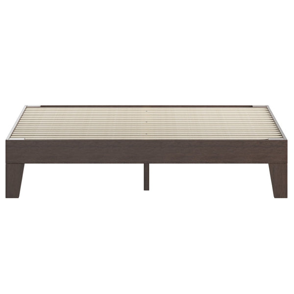 English Elm Evelyn Mid-Century Modern Wood Platform Bed with Sturdy Slats - Easy Assembly & Floor Protection Walnut Queen YKC-1090-Q-WAL-GG