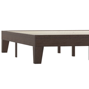 English Elm Evelyn Mid-Century Modern Wood Platform Bed with Sturdy Slats - Easy Assembly & Floor Protection Walnut Queen YKC-1090-Q-WAL-GG