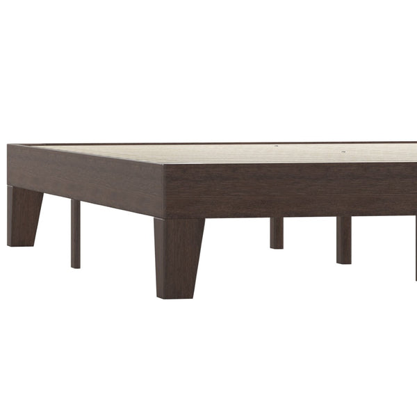 English Elm Evelyn Mid-Century Modern Wood Platform Bed with Sturdy Slats - Easy Assembly & Floor Protection Walnut Queen YKC-1090-Q-WAL-GG