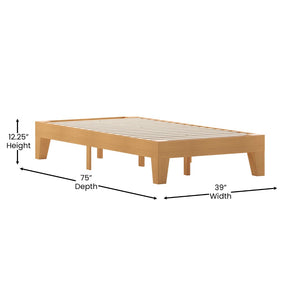 English Elm Evelyn Mid-Century Modern Wood Platform Bed with Sturdy Slats - Easy Assembly & Floor Protection Natural Twin YKC-1090-T-NAT-GG