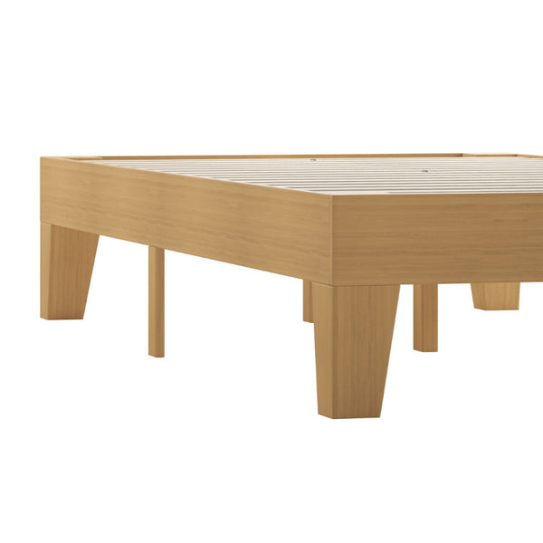 English Elm Evelyn Mid-Century Modern Wood Platform Bed with Sturdy Slats - Easy Assembly & Floor Protection Natural Twin YKC-1090-T-NAT-GG