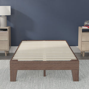 English Elm Evelyn Mid-Century Modern Wood Platform Bed with Sturdy Slats - Easy Assembly & Floor Protection Walnut Twin YKC-1090-T-WAL-GG