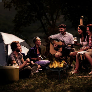 English Elm Chelton 22.5" Portable Wood Burning Fire Pit with Spark Screen, Poker & Foldable Design for Outdoor Fun YL-230-GG