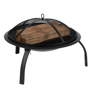 English Elm Chelton 22.5" Portable Wood Burning Fire Pit with Spark Screen, Poker & Foldable Design for Outdoor Fun YL-230-GG