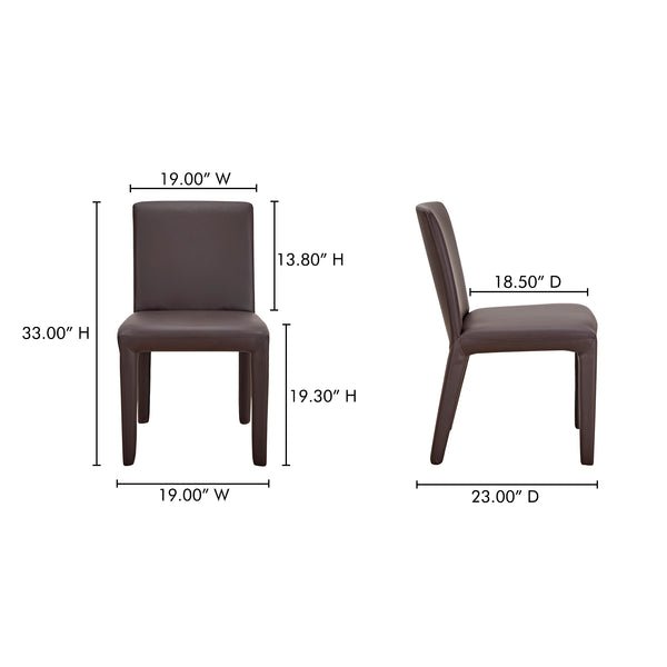 Moe's Home Monte Dining Chair Set Of 2 - Elegant Vegan Leather Upholstery With Comfort And Support Features Brown Upholstery, 100% Polyurethane,Iron Frame Ym-1007-20