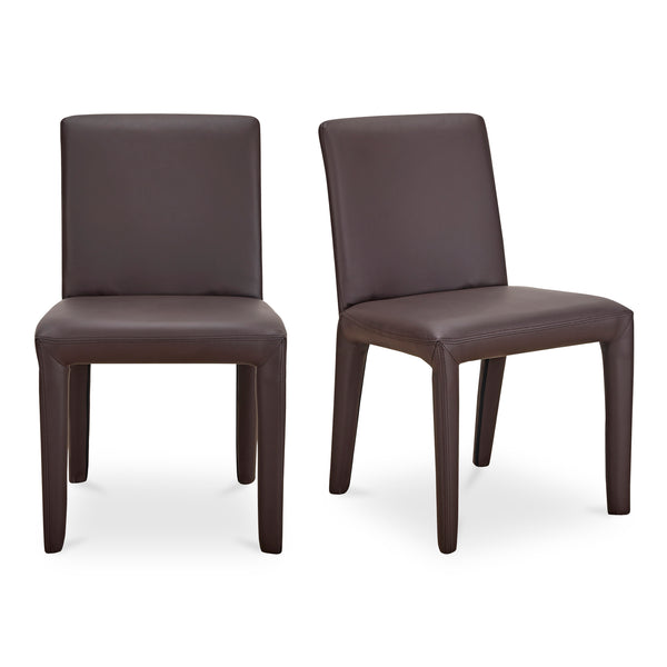 Moe's Home Monte Dining Chair Set Of 2 - Elegant Vegan Leather Upholstery With Comfort And Support Features Brown Upholstery, 100% Polyurethane,Iron Frame Ym-1007-20