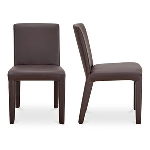Moe's Home Monte Dining Chair Set Of 2 - Elegant Vegan Leather Upholstery With Comfort And Support Features Brown Upholstery, 100% Polyurethane,Iron Frame Ym-1007-20