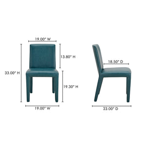 Moe's Home Monte Dining Chair Set Of 2 - Elegant Vegan Leather Upholstery With Comfort And Support Features Blue Upholstery, 100% Polyurethane,Iron Frame Ym-1007-36