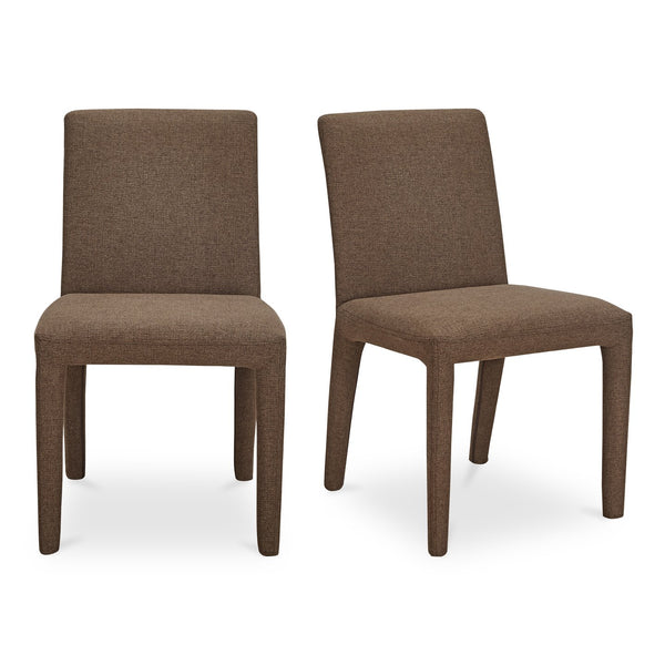 Moe's Home Monte Dining Chair Set Of 2 - Stylishly Upholstered, Stain-resistant Comfort For Everyday Dining Brown Upholstery, 100% Polyester,Iron Frame Ym-1008-03