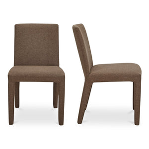 Moe's Home Monte Dining Chair Set Of 2 - Stylishly Upholstered, Stain-resistant Comfort For Everyday Dining Brown Upholstery, 100% Polyester,Iron Frame Ym-1008-03