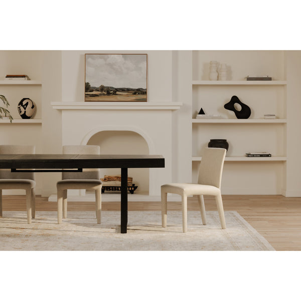 Moe's Home Monte Dining Chair Set Of 2 - Stylishly Upholstered, Stain-resistant Comfort For Everyday Dining Beige Upholstery, 100% Polyester,Iron Frame Ym-1008-34