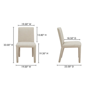 Moe's Home Monte Dining Chair Set Of 2 - Stylishly Upholstered, Stain-resistant Comfort For Everyday Dining Beige Upholstery, 100% Polyester,Iron Frame Ym-1008-34