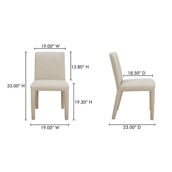 Moe's Home Monte Dining Chair Set Of 2 - Stylishly Upholstered, Stain-resistant Comfort For Everyday Dining Beige Upholstery, 100% Polyester,Iron Frame Ym-1008-34