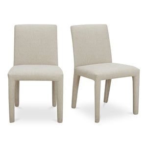 Moe's Home Monte Dining Chair Set Of 2 - Stylishly Upholstered, Stain-resistant Comfort For Everyday Dining Beige Upholstery, 100% Polyester,Iron Frame Ym-1008-34