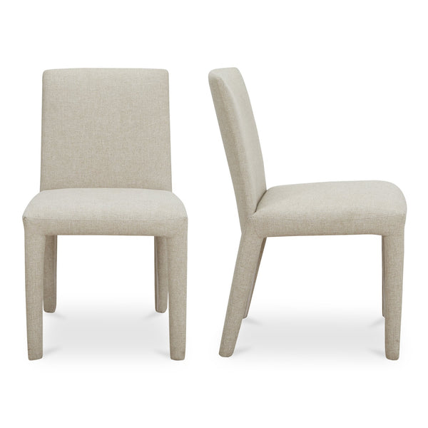 Moe's Home Monte Dining Chair Set Of 2 - Stylishly Upholstered, Stain-resistant Comfort For Everyday Dining Beige Upholstery, 100% Polyester,Iron Frame Ym-1008-34