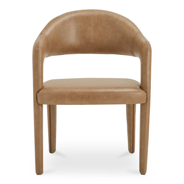 Moe's Home Martens Dining Chair - Modern Open Barrel Design With Padded Comfort And Sleek Iron Frame For Elegance Brown Top Grain Leather,Metal Frame Ym-1009-03