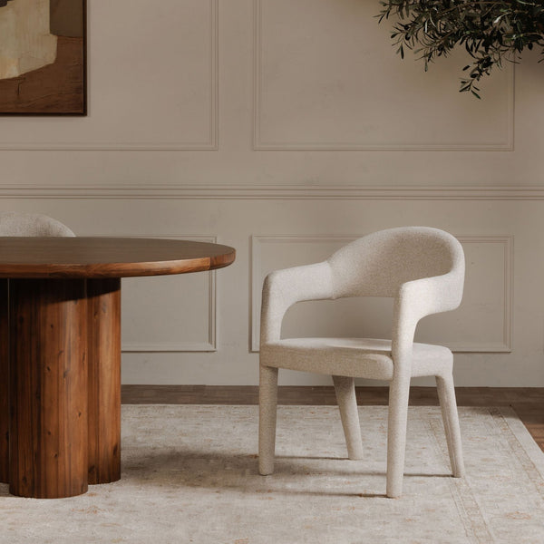 Moe's Home Martens Dining Chair - Modern Open Barrel Design With Padded Comfort And Sleek Iron Frame For Elegance Beige Upholstery, 100% Polyester,Metal Frame Ym-1009-34