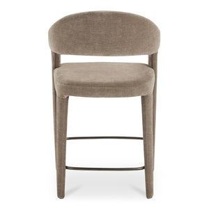 Moe's Home Martens Stylish Bar Stool With Open Barrel Back, Padded Seat, And Performance Fabric Upholstery Brown Upholstery, 100% Polyester,Metal Frame Ym-1010-21