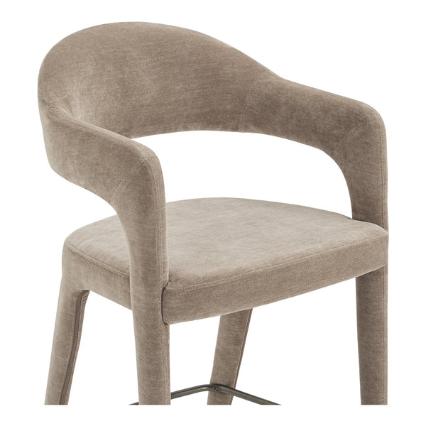 Moe's Home Martens Stylish Bar Stool With Open Barrel Back, Padded Seat, And Performance Fabric Upholstery Brown Upholstery, 100% Polyester,Metal Frame Ym-1010-21