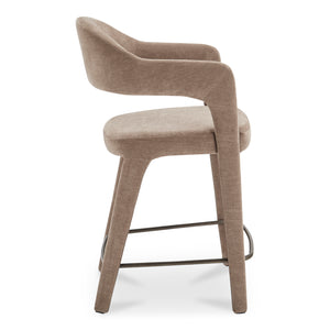 Moe's Home Martens Stylish Bar Stool With Open Barrel Back, Padded Seat, And Performance Fabric Upholstery Brown Upholstery, 100% Polyester,Metal Frame Ym-1010-21
