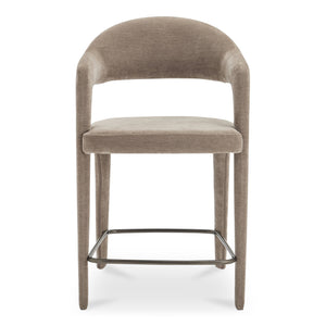 Moe's Home Martens Stylish Bar Stool With Open Barrel Back, Padded Seat, And Performance Fabric Upholstery Brown Upholstery, 100% Polyester,Metal Frame Ym-1010-21