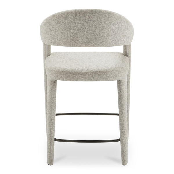 Moe's Home Martens Stylish Bar Stool With Open Barrel Back, Padded Seat, And Performance Fabric Upholstery Beige Upholstery, 100% Polyester,Metal Frame Ym-1010-34