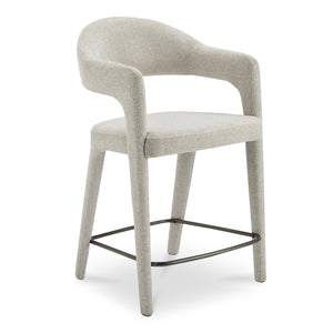 Moe's Home Martens Stylish Bar Stool With Open Barrel Back, Padded Seat, And Performance Fabric Upholstery Beige Upholstery, 100% Polyester,Metal Frame Ym-1010-34