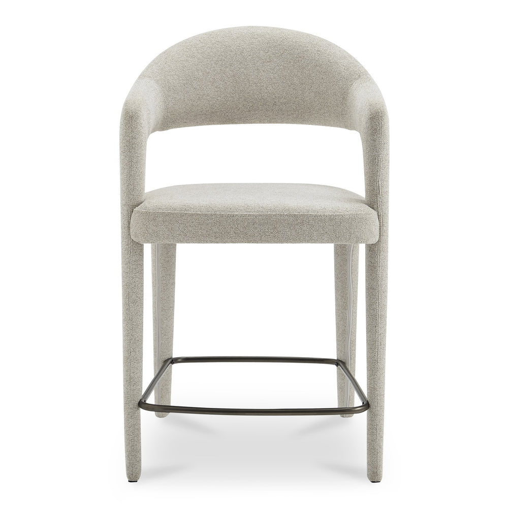 Moe's Home Martens Stylish Bar Stool With Open Barrel Back, Padded Seat, And Performance Fabric Upholstery Beige Upholstery, 100% Polyester,Metal Frame Ym-1010-34