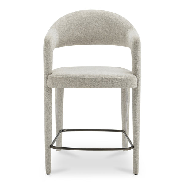 Moe's Home Martens Stylish Bar Stool With Open Barrel Back, Padded Seat, And Performance Fabric Upholstery Beige Upholstery, 100% Polyester,Metal Frame Ym-1010-34