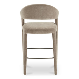 Moe's Home Martens Stylish Bar Stool With Open Barrel Back, Padded Seat, And Performance Fabric Upholstery Brown Upholstery, 100% Polyester,Metal Frame Ym-1011-21