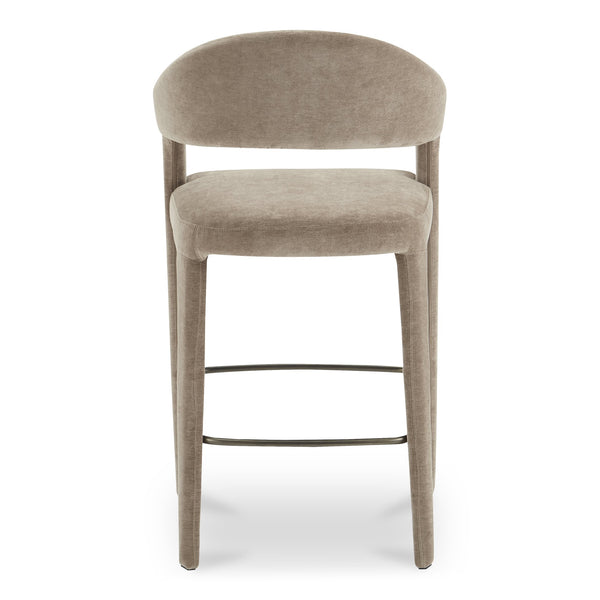 Moe's Home Martens Stylish Bar Stool With Open Barrel Back, Padded Seat, And Performance Fabric Upholstery Brown Upholstery, 100% Polyester,Metal Frame Ym-1011-21