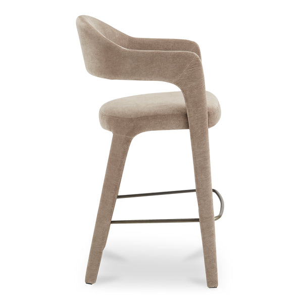 Moe's Home Martens Stylish Bar Stool With Open Barrel Back, Padded Seat, And Performance Fabric Upholstery Brown Upholstery, 100% Polyester,Metal Frame Ym-1011-21