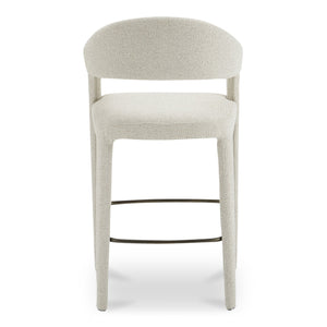 Moe's Home Martens Stylish Bar Stool With Open Barrel Back, Padded Seat, And Performance Fabric Upholstery Beige Upholstery, 100% Polyester,Metal Frame Ym-1011-34