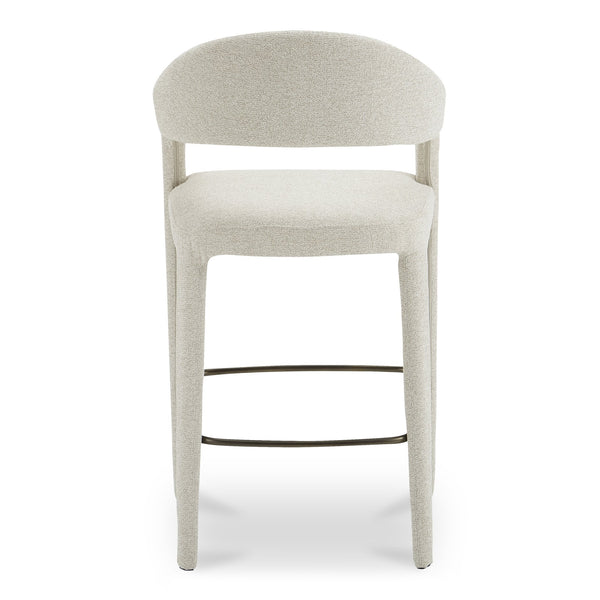 Moe's Home Martens Stylish Bar Stool With Open Barrel Back, Padded Seat, And Performance Fabric Upholstery Beige Upholstery, 100% Polyester,Metal Frame Ym-1011-34