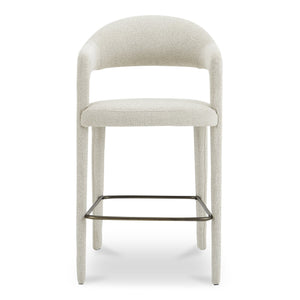 Moe's Home Martens Stylish Bar Stool With Open Barrel Back, Padded Seat, And Performance Fabric Upholstery Beige Upholstery, 100% Polyester,Metal Frame Ym-1011-34