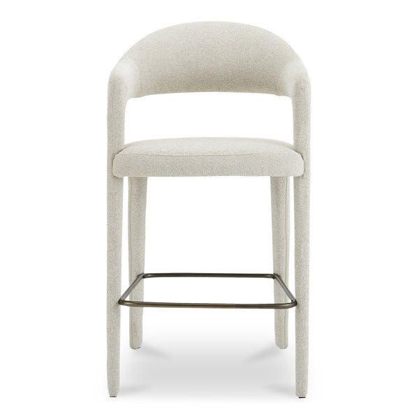 Moe's Home Martens Stylish Bar Stool With Open Barrel Back, Padded Seat, And Performance Fabric Upholstery Beige Upholstery, 100% Polyester,Metal Frame Ym-1011-34