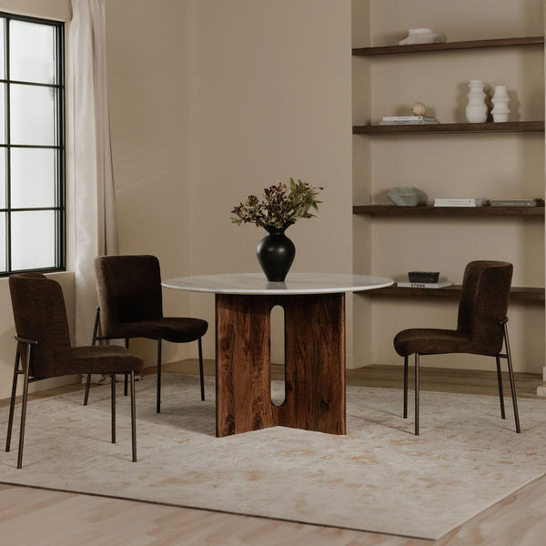 Moe's Home Early Dining Chair Set Of 2 - Elegant Minimalist Design With Comfortable Upholstered Seats Brown Upholstery, 100% Polyester,Metal Frame Ym-1012-20