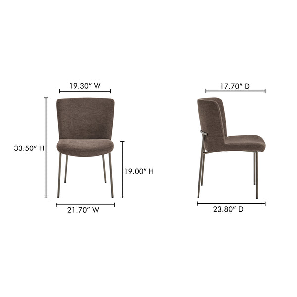 Moe's Home Early Dining Chair Set Of 2 - Elegant Minimalist Design With Comfortable Upholstered Seats Brown Upholstery, 100% Polyester,Metal Frame Ym-1012-20