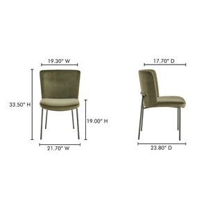 Moe's Home Early Dining Chair Set Of 2 - Elegant Minimalist Design With Comfortable Upholstered Seats Green Upholstery, 100% Polyester,Metal Frame Ym-1012-27