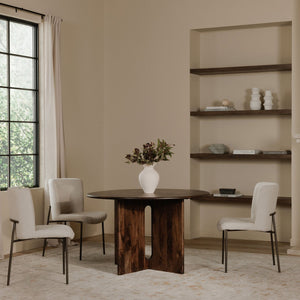 Moe's Home Early Dining Chair Set Of 2 - Elegant Minimalist Design With Comfortable Upholstered Seats Beige Upholstery, 100% Polyester,Metal Frame Ym-1012-34