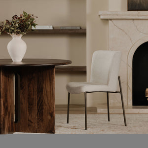 Moe's Home Early Dining Chair Set Of 2 - Elegant Minimalist Design With Comfortable Upholstered Seats Beige Upholstery, 100% Polyester,Metal Frame Ym-1012-34