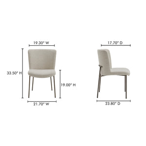 Moe's Home Early Dining Chair Set Of 2 - Elegant Minimalist Design With Comfortable Upholstered Seats Beige Upholstery, 100% Polyester,Metal Frame Ym-1012-34
