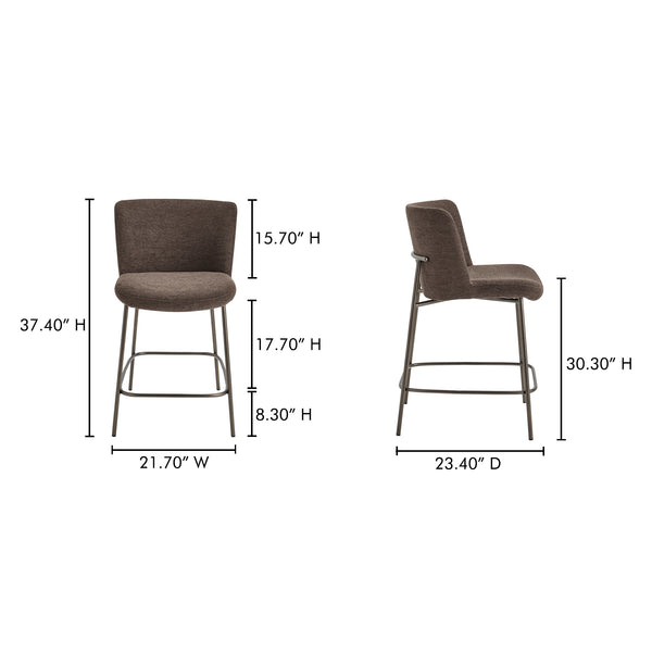 Moe's Home Early Elegant Bar Stool With Performance Fabric Upholstery And Slim Blackened Bronze Metal Frame Brown Upholstery, 100% Polyester,Metal Frame Ym-1013-20