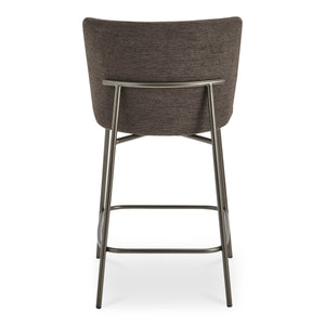 Moe's Home Early Elegant Bar Stool With Performance Fabric Upholstery And Slim Blackened Bronze Metal Frame Brown Upholstery, 100% Polyester,Metal Frame Ym-1013-20
