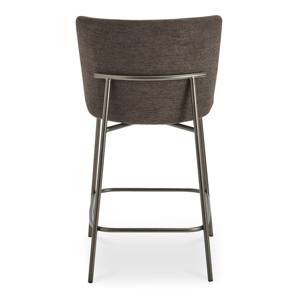 Moe's Home Early Elegant Bar Stool With Performance Fabric Upholstery And Slim Blackened Bronze Metal Frame Brown Upholstery, 100% Polyester,Metal Frame Ym-1013-20
