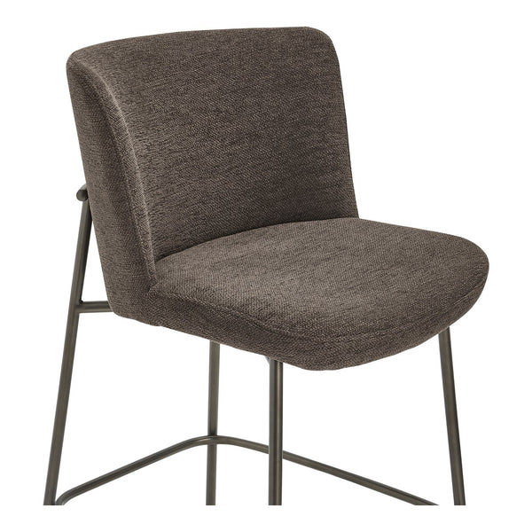 Moe's Home Early Elegant Bar Stool With Performance Fabric Upholstery And Slim Blackened Bronze Metal Frame Brown Upholstery, 100% Polyester,Metal Frame Ym-1013-20