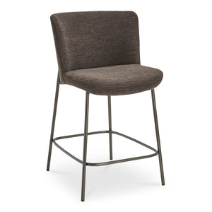 Moe's Home Early Elegant Bar Stool With Performance Fabric Upholstery And Slim Blackened Bronze Metal Frame Brown Upholstery, 100% Polyester,Metal Frame Ym-1013-20