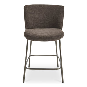 Moe's Home Early Elegant Bar Stool With Performance Fabric Upholstery And Slim Blackened Bronze Metal Frame Brown Upholstery, 100% Polyester,Metal Frame Ym-1013-20