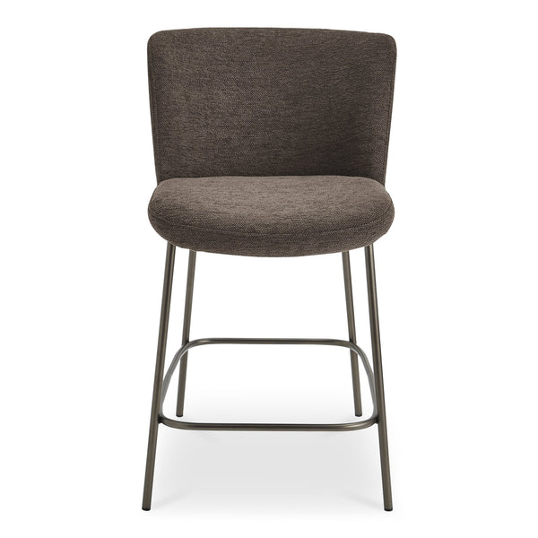 Moe's Home Early Elegant Bar Stool With Performance Fabric Upholstery And Slim Blackened Bronze Metal Frame Brown Upholstery, 100% Polyester,Metal Frame Ym-1013-20